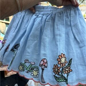 Stella McCartney Blue Skater Mini Skirt with Smocked Waist